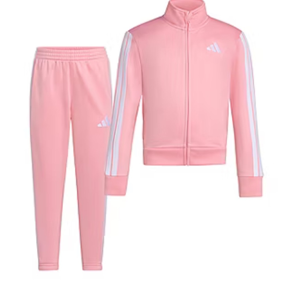 Adidas Youth Pink and White Tracksuit